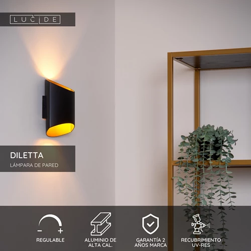 Lucide DILETTA - Lámpara de pared - 1xG9 - Negro - USP